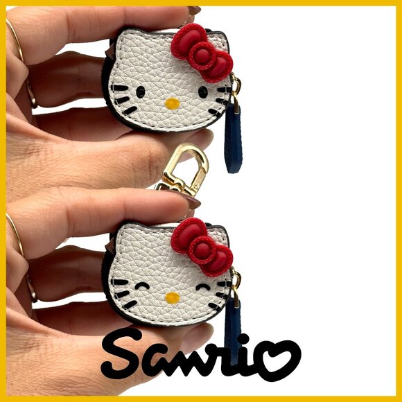 BUY NOW—NEW Hello Kitty Air Tag Holder Bag Charm/ Keychain Pebbled Vegan Leather - Picture 2 of 6